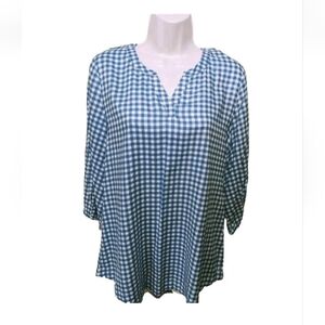 NWT Croft & Barrow Gingham Plaid Pullover Top Blouse S Western Mature Casual #25